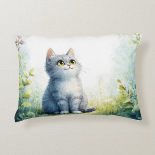 Acuarela Almohada decorativa gatita - dulce y suav