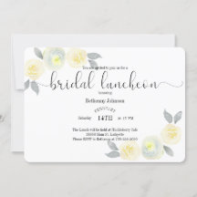 Acuarela Amarillo Gris Bridal Invitación al almuer