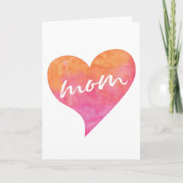 Acuarela amor corazón tarjeta del día de la madre