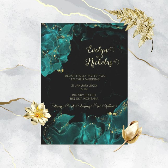 Acuarela Anastasia Invitación negra y verde (Subido por el creador)