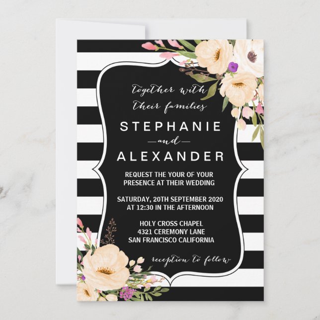 Acuarela Anemone Blooms Invitación a la boda (Anverso)