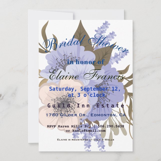 Acuarela Anemone Bridal Shower Invitación (Anverso)