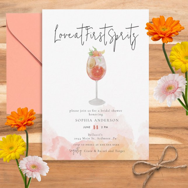 Acuarela Aperol Spritz Bridal Shower Invitación (Subido por el creador)
