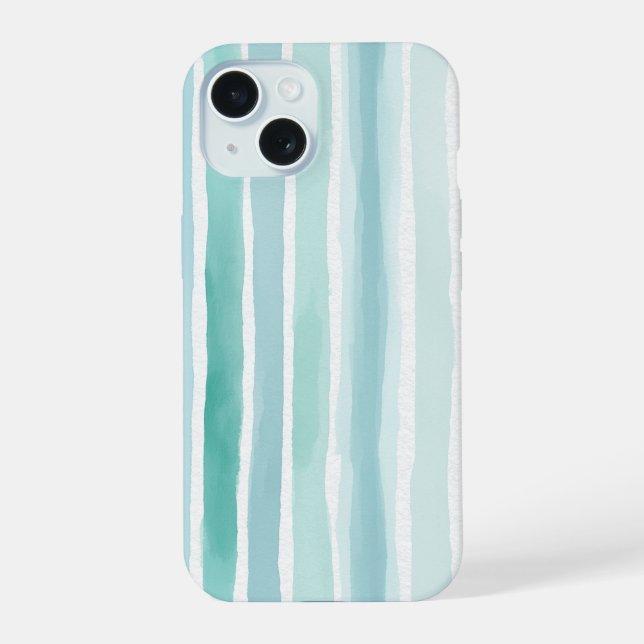Acuarela Aqua Patrón de Franja Vertical Costera  (Reverso )