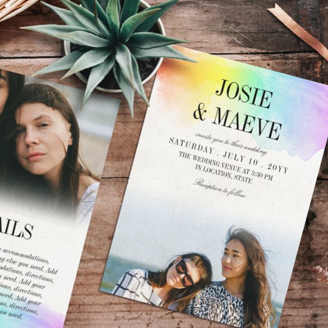 Acuarela arcoiris 2 en 1 Invitación a matrimonio d (Subido por el creador)