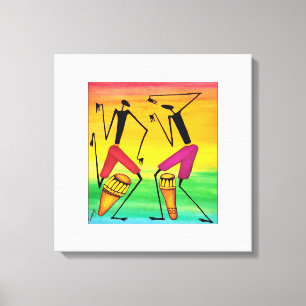 Acuarela, arte africano, asombroso tambor africano