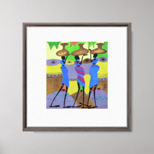 Acuarela, arte africano, regreso del río