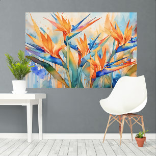 Acuarela ave del paraíso Arte tropical XL
