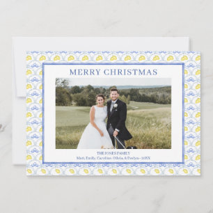 Acuarela Azul Bow Vintage Navidad tradicional
