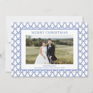 Acuarela Azul Bow Vintage Navidad tradicional