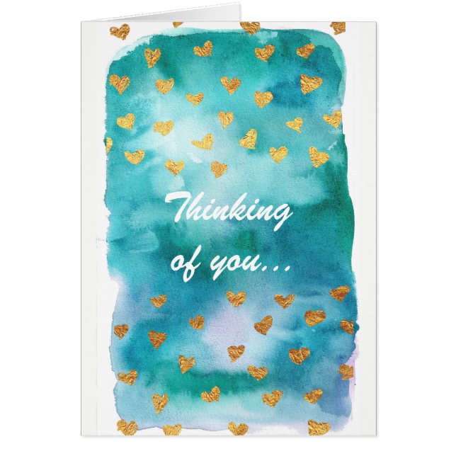 Acuarela azul, con los corazones del oro (Frente)