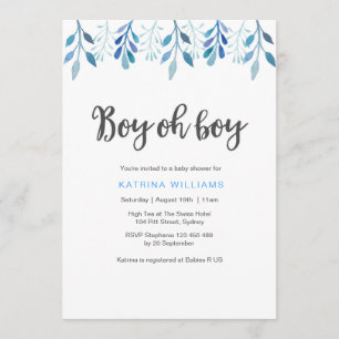 Acuarela azul de la invitación el de Baby Shower