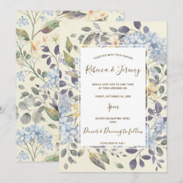 acuarela azul floral hidrangea boda invitación