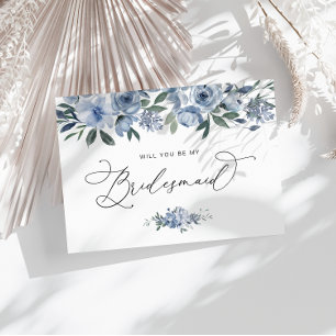 acuarela azul floral será tarjeta de dama de honor