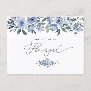 acuarela azul floral será tarjeta flowgirl