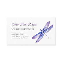 Acuarela azul púrpura de las tarjetas de visita de