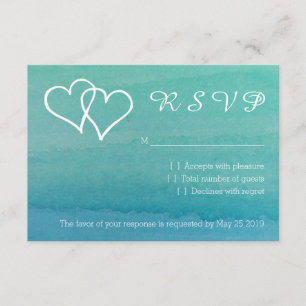 Acuarela azul turquesa RSVP tarjetas de boda de pl
