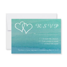 Acuarela azul turquesa RSVP tarjetas de boda de pl