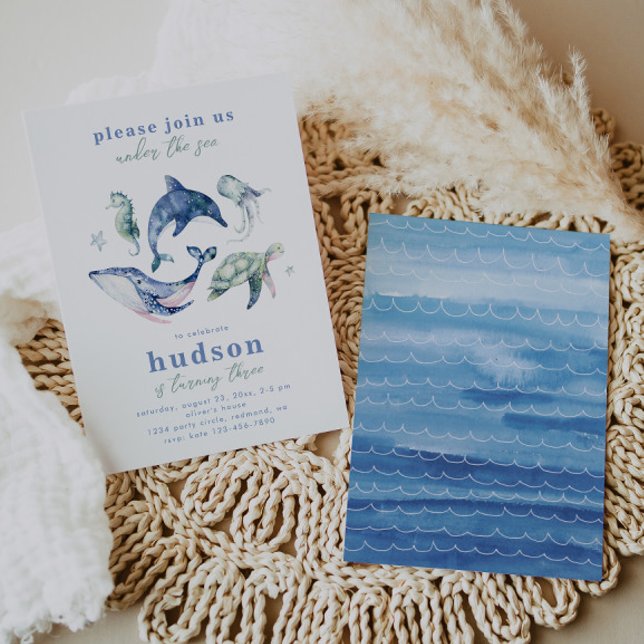 Acuarela bajo el mar Invitación de cumpleaños (Subido por el creador)