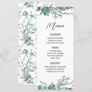 Acuarela bajo el mar Jellyfish Coral Reef Menu