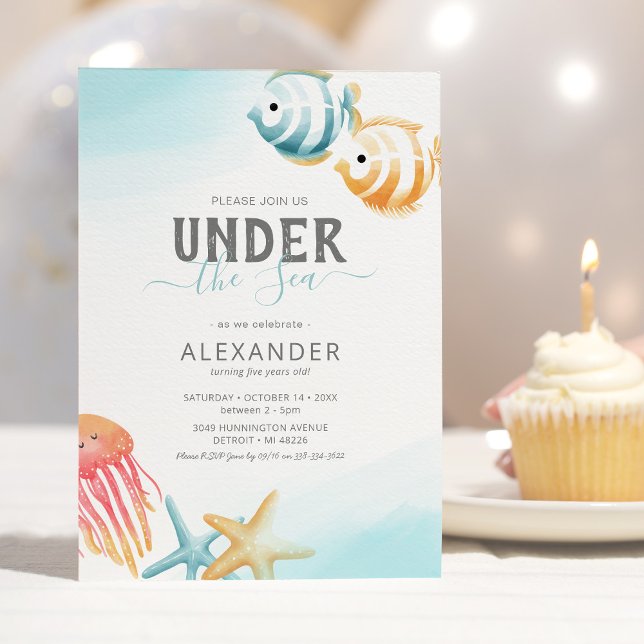 Acuarela bajo el mar Niños Invitación al cumpleaño (Subido por el creador)