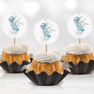 Acuarela bajo el mar Pegatinas de medusas