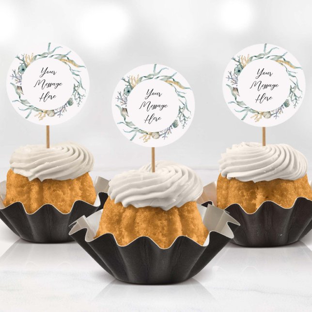 Acuarela bajo el mar Pegatinas de medusas (Stickers being used as cup cake toppers with toothpicks)