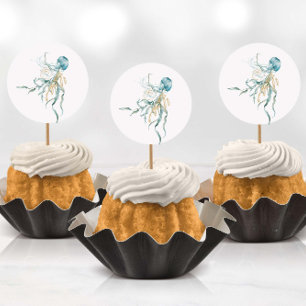 Acuarela bajo el mar Pegatinas de medusas