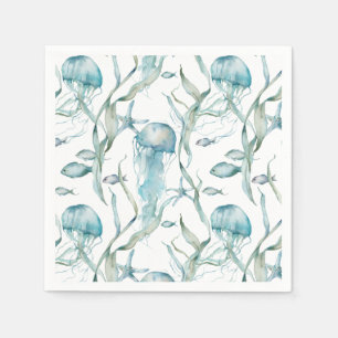 Acuarela bajo la servilleta de medusas