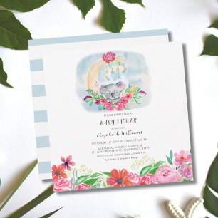 Acuarela Bebé Koala Con Invitación A La Luna