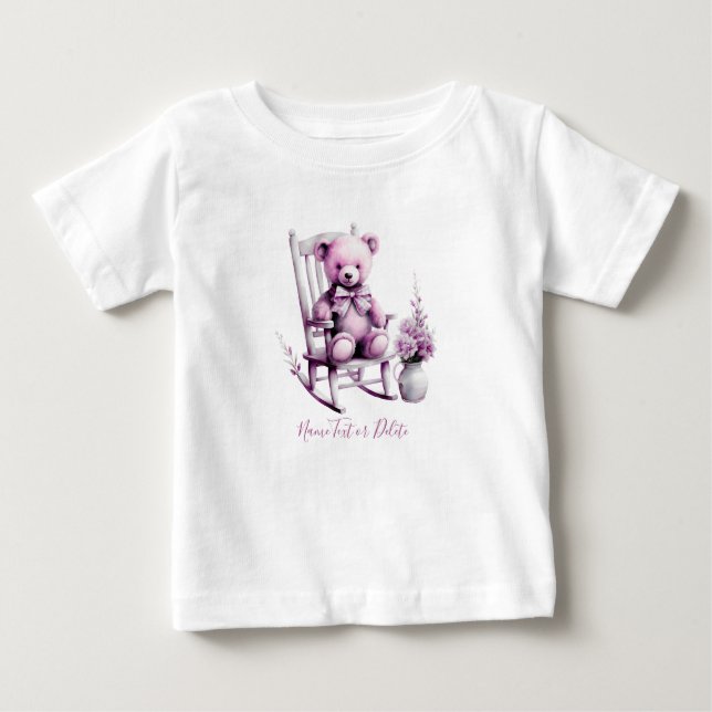 Acuarela Bebé Rosa Bear Camiseta Bebé (Anverso)