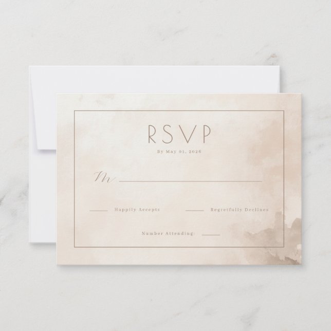 Acuarela beige sofisticada RSVP (Anverso)
