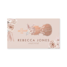acuarela boho floral violin tarjeta de visita