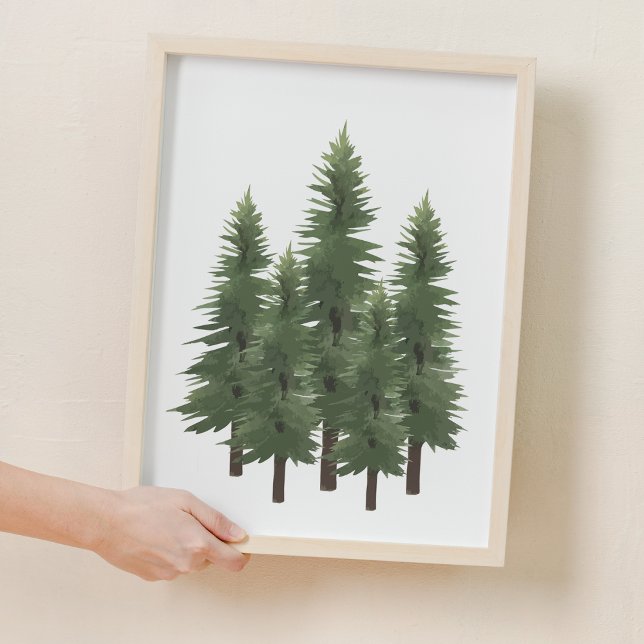 Acuarela Bosque Naturaleza Pino Árbol Decoración D (Watercolor Woodland Nature Pine Tree Nursery Decor)