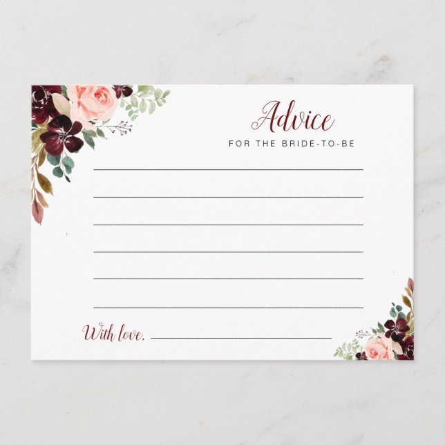 acuarela burgundy y consejo floral rubio (Anverso)