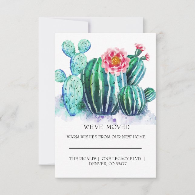 acuarela Cactus hogar en movimiento (Anverso)