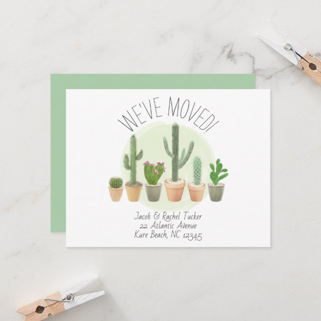 Acuarela Cactus Nueva Invitación de movimiento res (Anverso/Reverso In Situ)