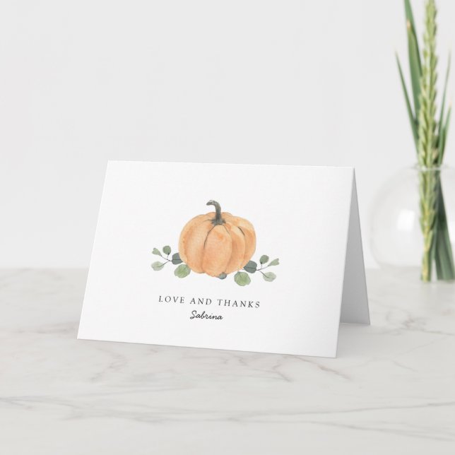 Acuarela Calabaza Amor y Gracias Nota (Anverso)