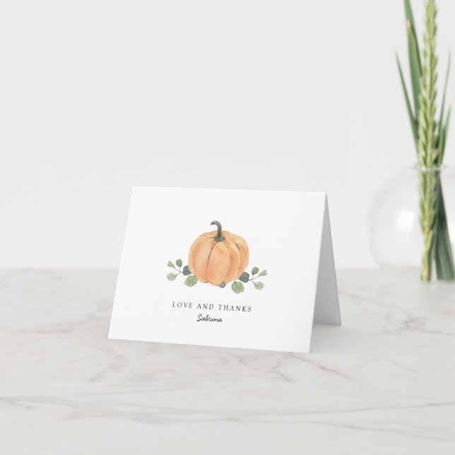 Acuarela Calabaza Amor y Gracias Nota (Anverso)