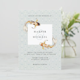 acuarela carpa invitación a la boda de peces koi