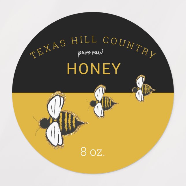 Acuarela Casera Abeja Etiquetas de Miel Raw Pura (Diseño 2)