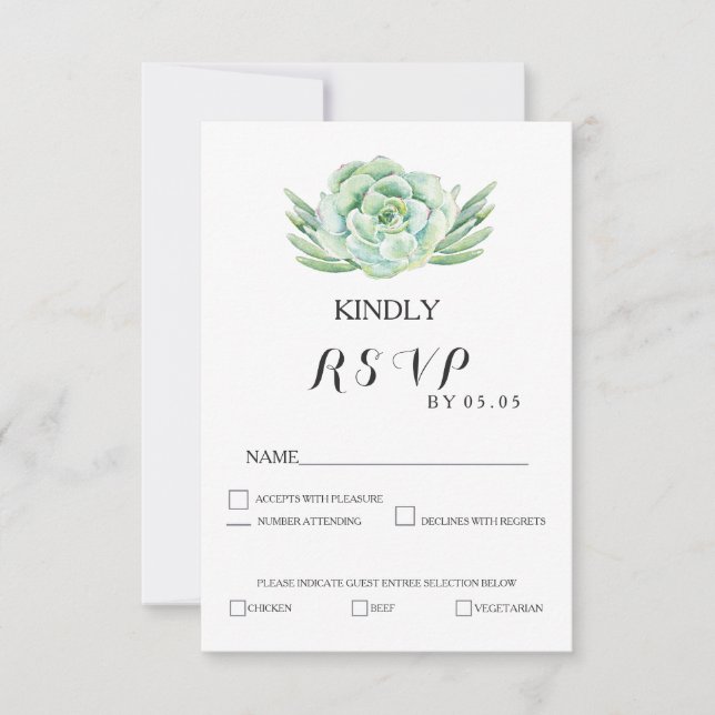 acuarela celadón suculento rsvp boda (Anverso)