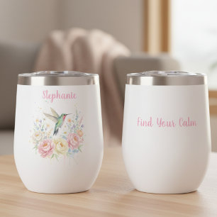 Acuarela Colibrí Floral – Nombre Regalo para Ella
