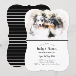 Acuarela Collie Perros Invitaciones a la boda Eleg