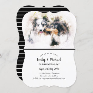 Acuarela Collie Perros Invitaciones a la boda Eleg