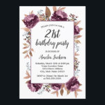 Acuarela color morado de la flor 21ª invitación de<br><div class="desc">Más bonito Invitaciones de cumpleaños en la Pequeña Tienda Bayleigh!</div>