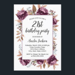 Acuarela color morado de la flor 21ª invitación de<br><div class="desc">Más bonito Invitaciones de cumpleaños en la Pequeña Tienda Bayleigh!</div>