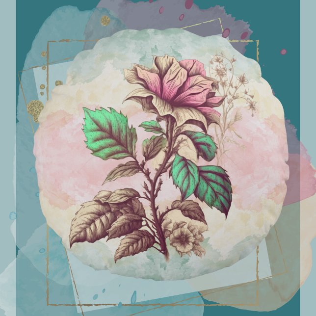 Acuarela con almohada redondeada de barras Rosas (Subido por el creador)