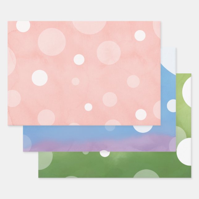 Acuarela con puntos blancos 1 hojas de papel de en (Set)