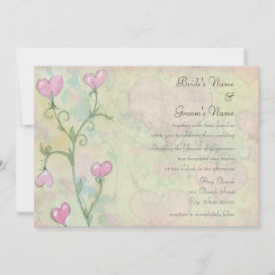 Acuarela Corazón Flores Cute Invitaciones a la Bod